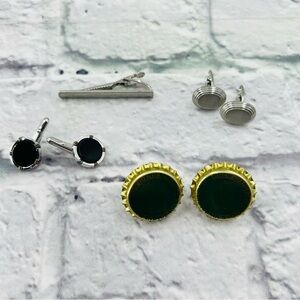 Elegant Silver and Black Men's Accessory Set